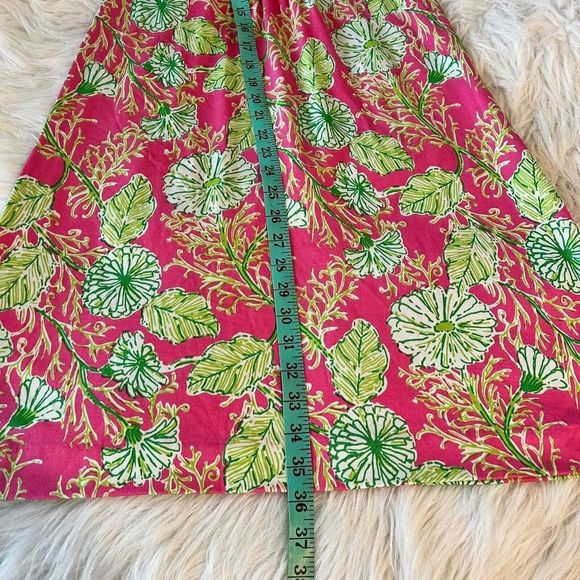 Lilly Pulitzer Clare Silk Blend Jersey Dress Ruffle Pink Green Floral Size XS - Picture 12 of 12